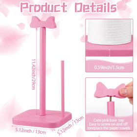 Leinuosen pink bow paper towel holder detailed view highlighting detachable bow for quick reload