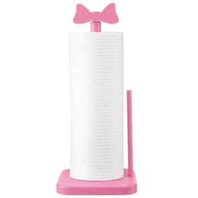Leinuosen pink bow paper towel holder top view showing playful decor and stable base