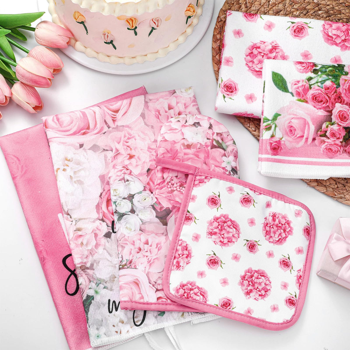 Leinuosen pink rose packaging display shows complete set and color.