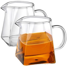 Leinuosen square glass milk pitcher with handle, easy frothing and pouring.