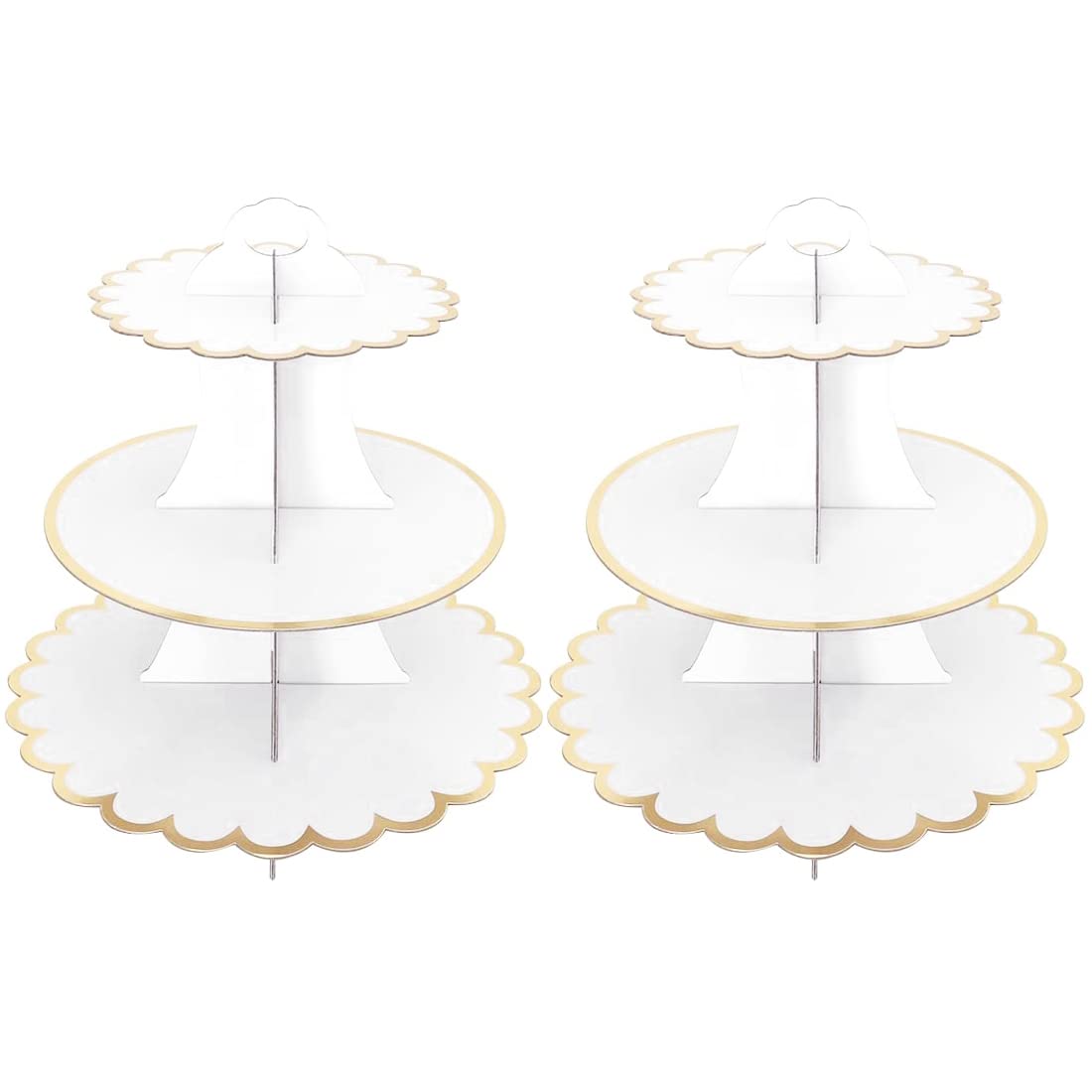 Leismy 2-pack cardboard cake stands with 3-tier design for easy party display