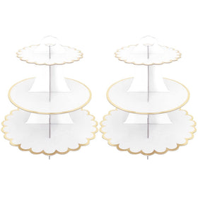 Leismy 2-pack cardboard cake stands with 3-tier design for easy party display