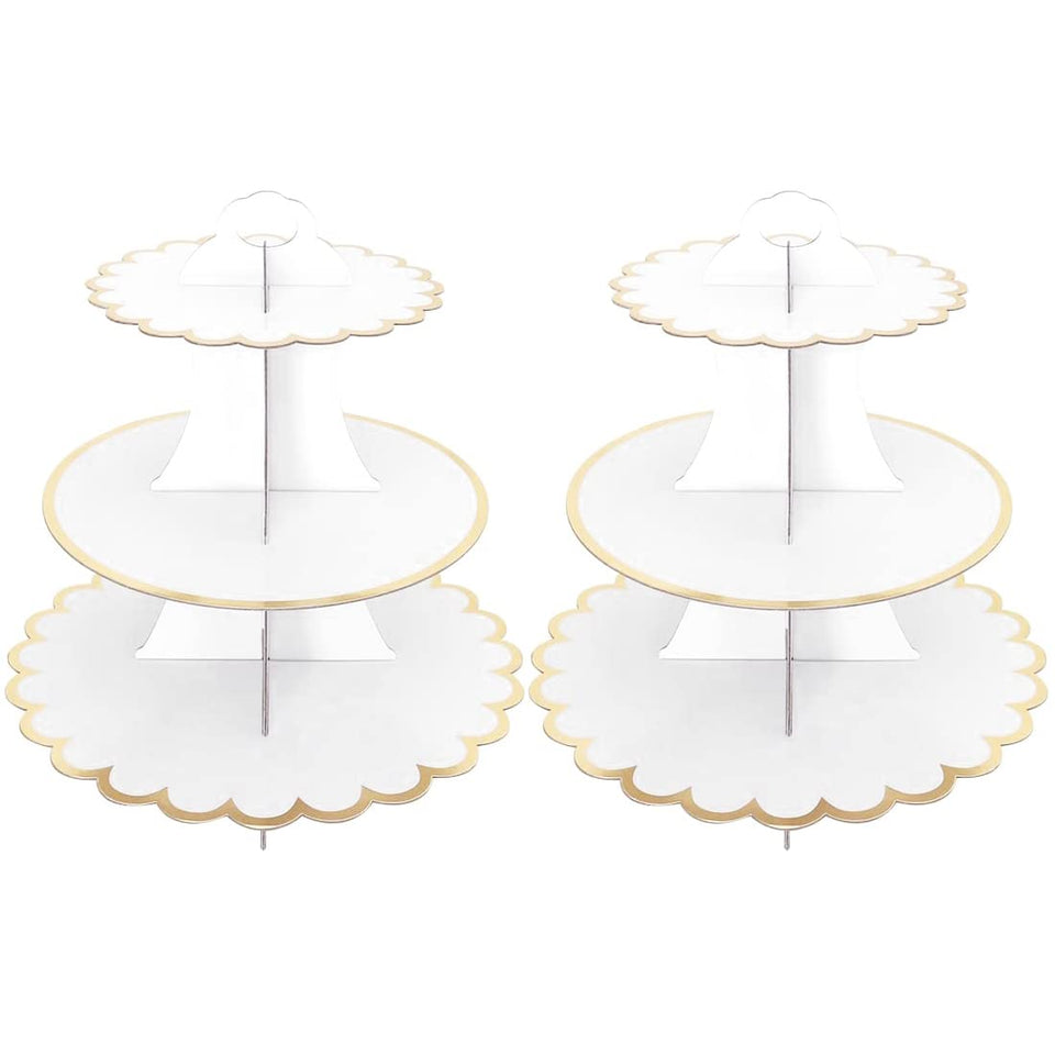 Leismy 2-pack cardboard cake stands with 3-tier design for easy party display