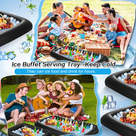 Leitee hand pump inflator speeds setup for quick entertaining.