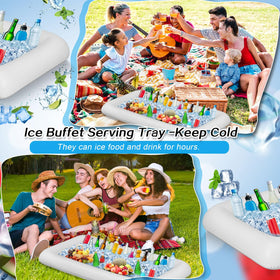 Leitee inflatable serving bar keeps beverages cold for hours when filled with ice.