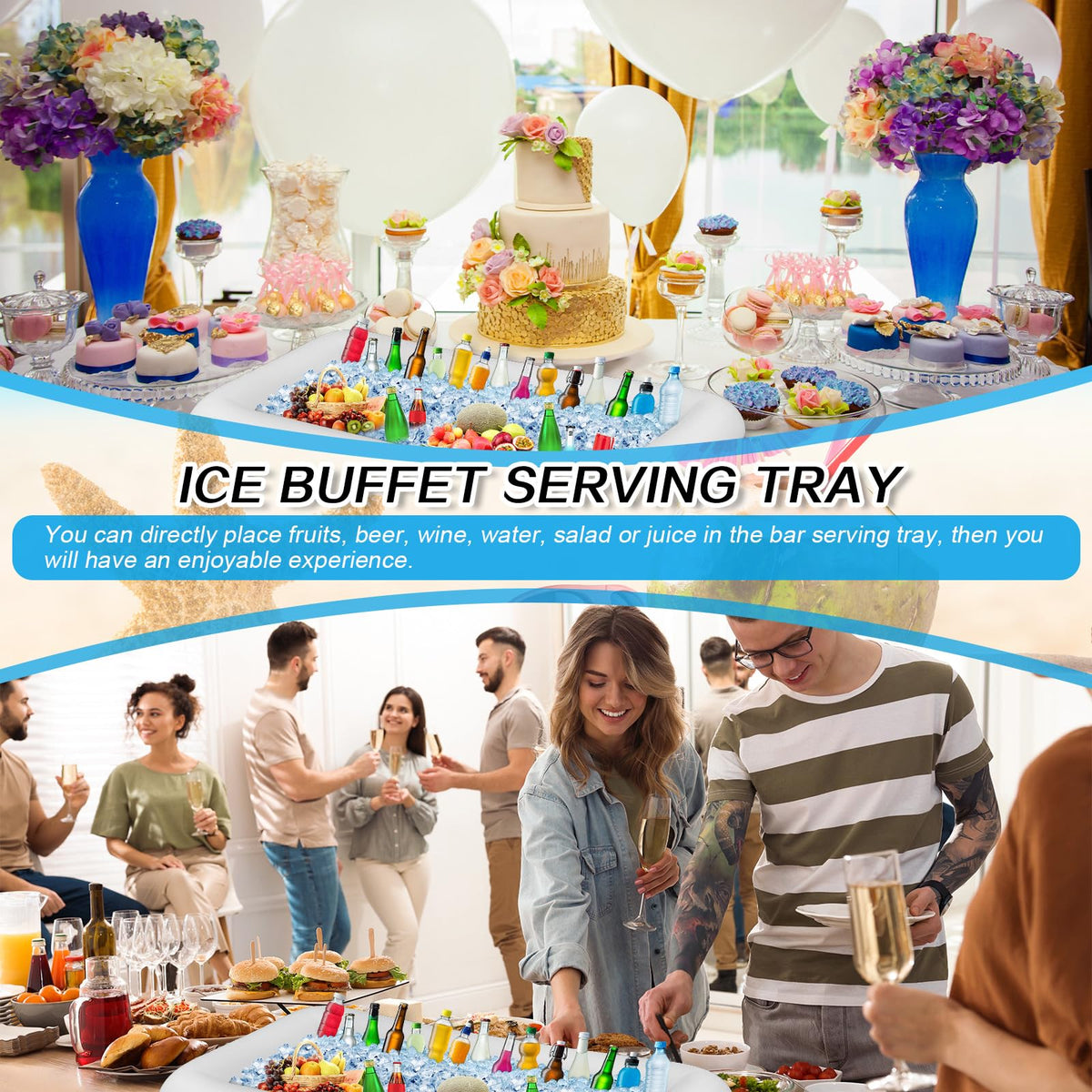 Leitee inflatable serving bar can float in pools for poolside snacks.