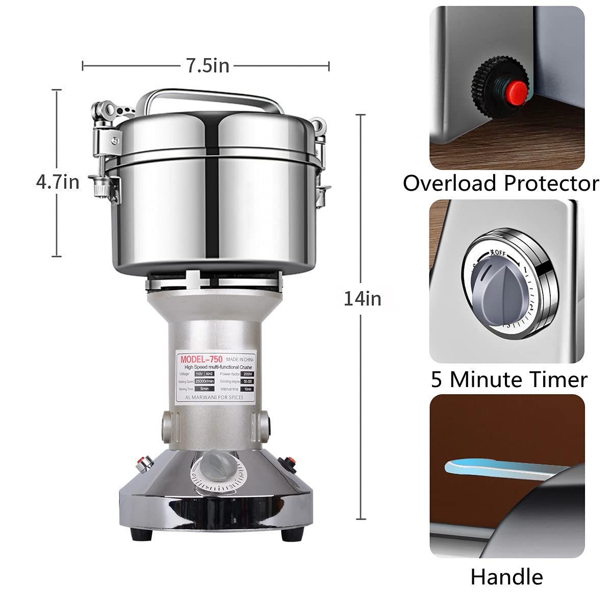 LEJIEYIN grain mill grinder overload protection safety feature