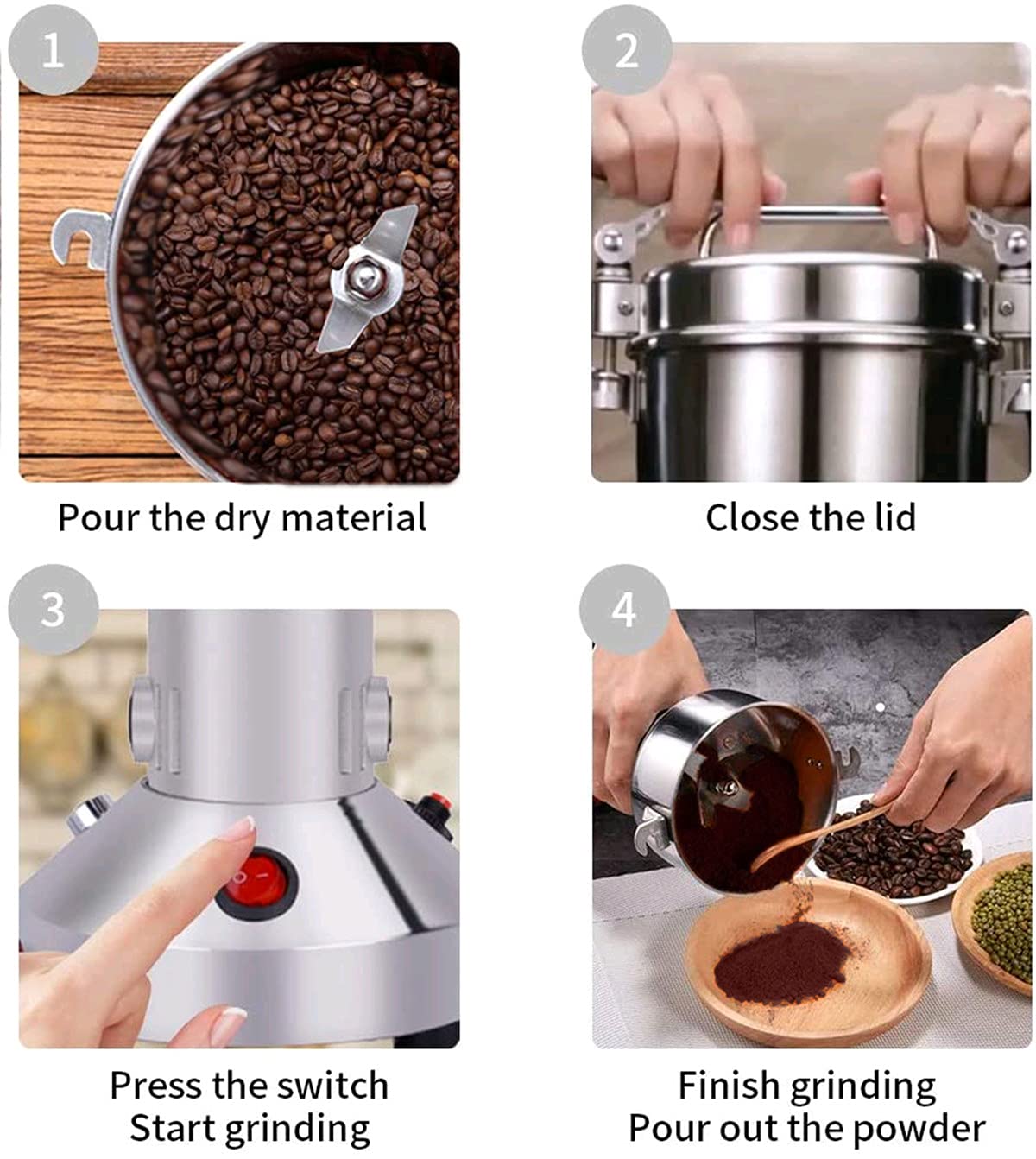 LEJIEYIN grain mill snap-on cover enables safe, easy operation.