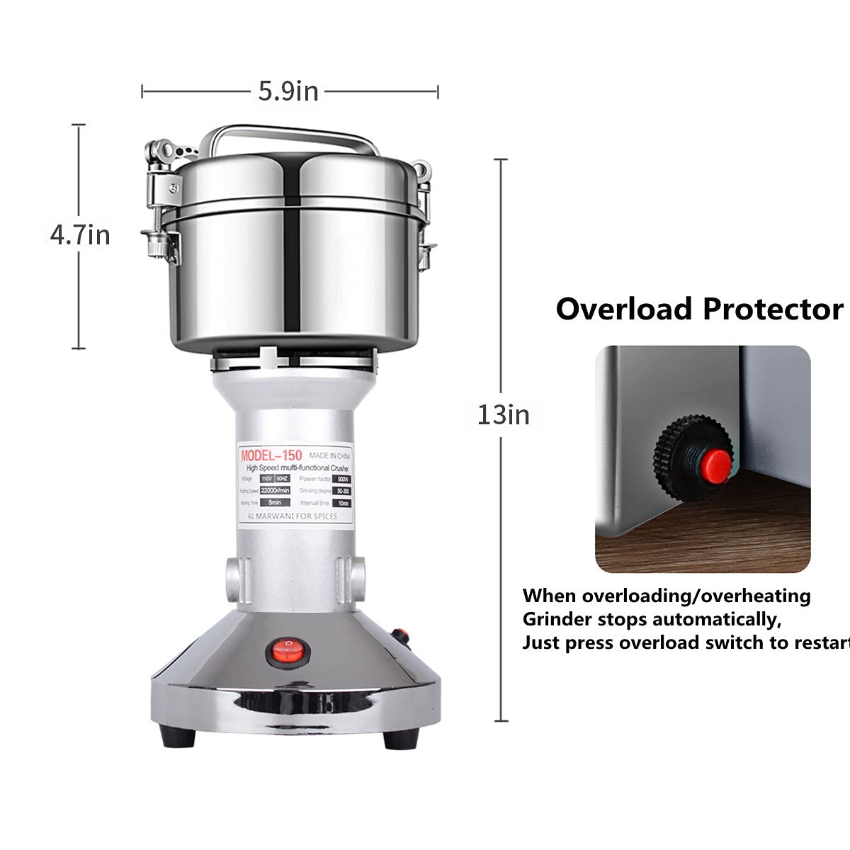 LEJIEYIN grain mill triple blade system produces consistent powder textures.