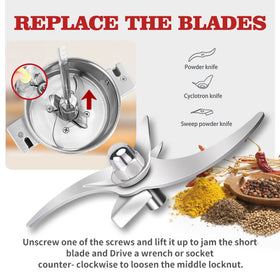 LEJIEYIN grinder triple-blade close-up, efficient pulverization for versatile tasks.