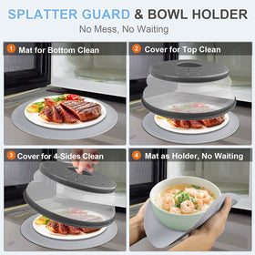 LekDrok microwave cover with easy-grid-handle design prevents burns when lifting.