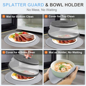 LekDrok adjustable-height splatter guard helps fit different bowls and plates.