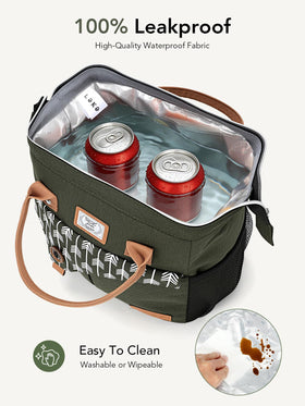 Lekesky insulated lunch bag in green for office or park use.