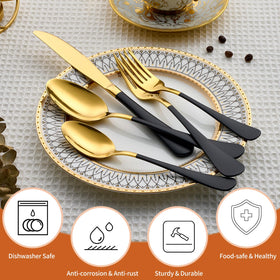 Lekoton salad forks in gold-black finish elevate casual and formal salads.