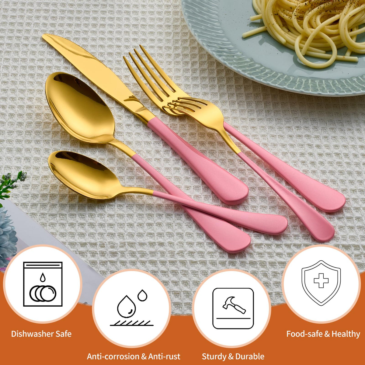 Lekoton gold salad forks with elegant look for greens and appetizers.