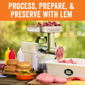 Knife and stomper included with LEM BigBite #8 for clean processing