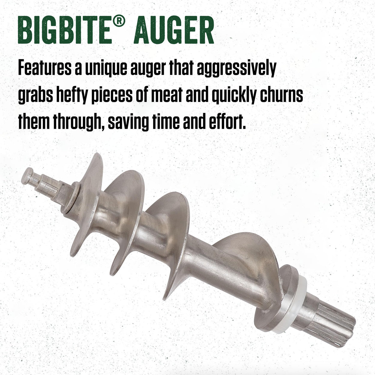 Close-up of LEM BigBite #8 motor detail highlighting high-torque power