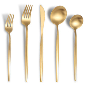 Lemeya matte gold dinner knives with satin finish for everyday meals