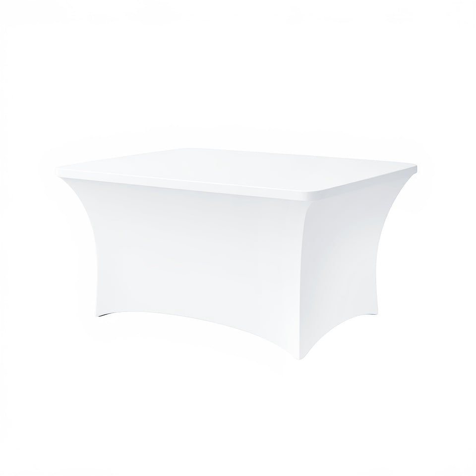 Lemict 4FT white tablecloth drapes neatly on a table for a polished dining look.