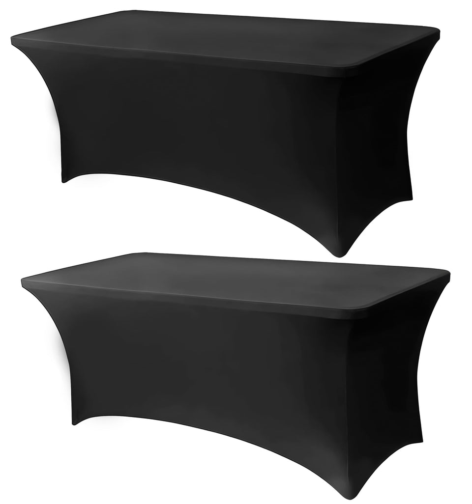 Lemict 6.1FT black tablecloth with folded pockets demonstrates a secure fit on a table.