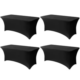 Lemict 6ft black tablecloth on a table for a clean, elegant dining look