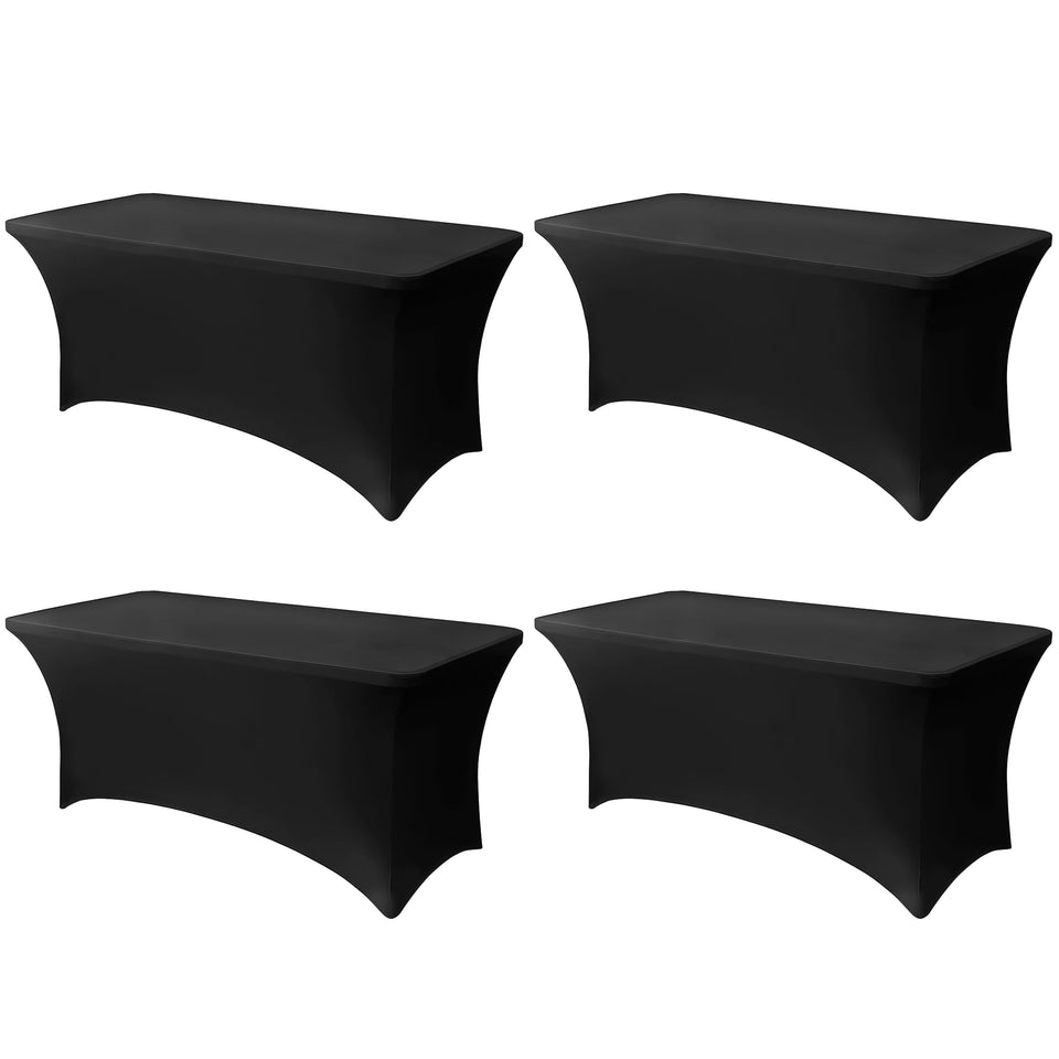 Lemict 6ft black tablecloth on a table for a clean, elegant dining look