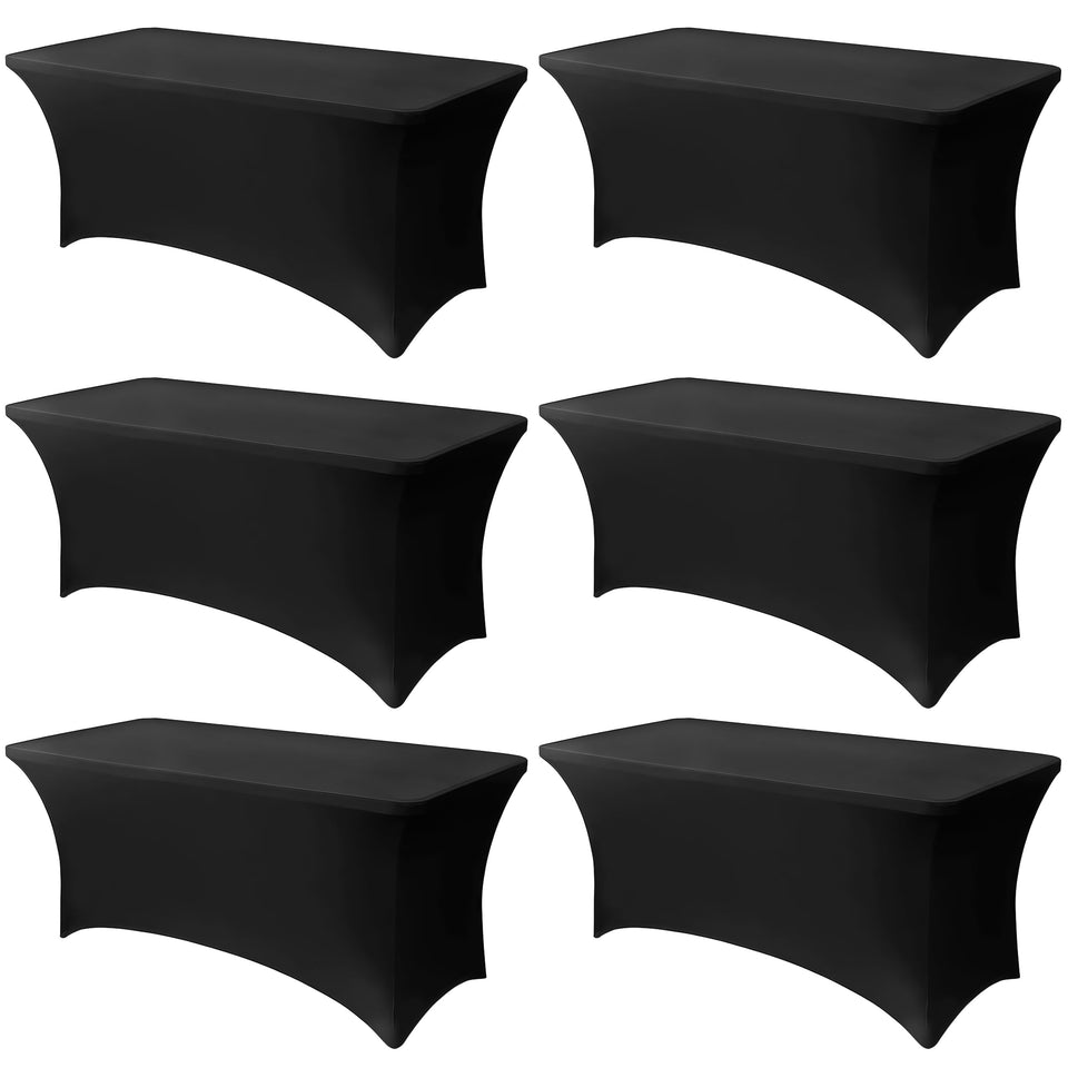 Lemict 6ft black tablecloth with a sleek fitted look for rectangular tables.