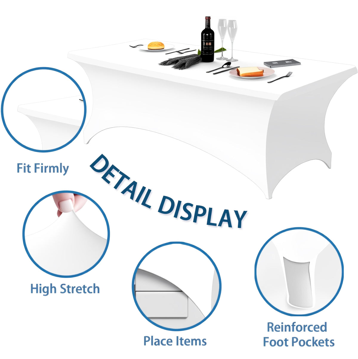 Lemict 72x30 rectangle tablecloth on a standard 6ft table.