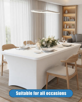 Lemict tablecloth showing stretchy fabric for a smooth surface.