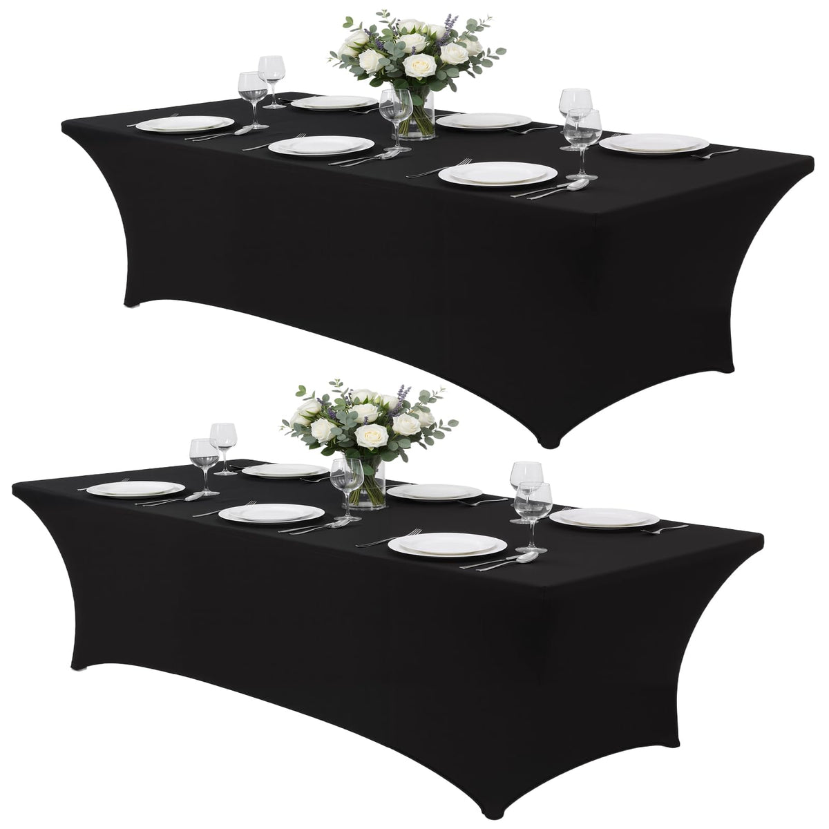 Lemict Black Tablecloth 8ft pocket design for a clean booth look.