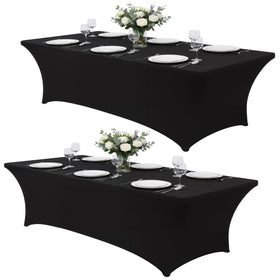 Lemict Black Tablecloth 8ft pocket design for a clean booth look.