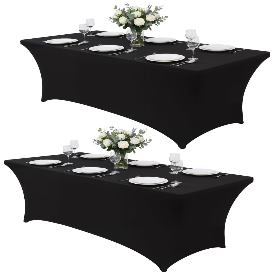 Lemict Black Tablecloth 8ft pocket design for a clean booth look.