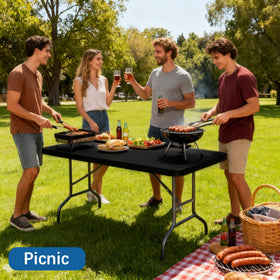 Lemict 6ft rectangular tablecloth showing wrinkle-resistant durable finish