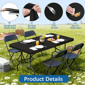 Lemict washable black tablecloth ready for repeated outdoor dining