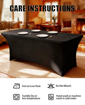 Lemict wrinkle-resistant stretch fabric on a long dining table.