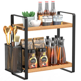 LEMIKKLE 2-tier organizer with basket keeps coffee essentials neatly accessible