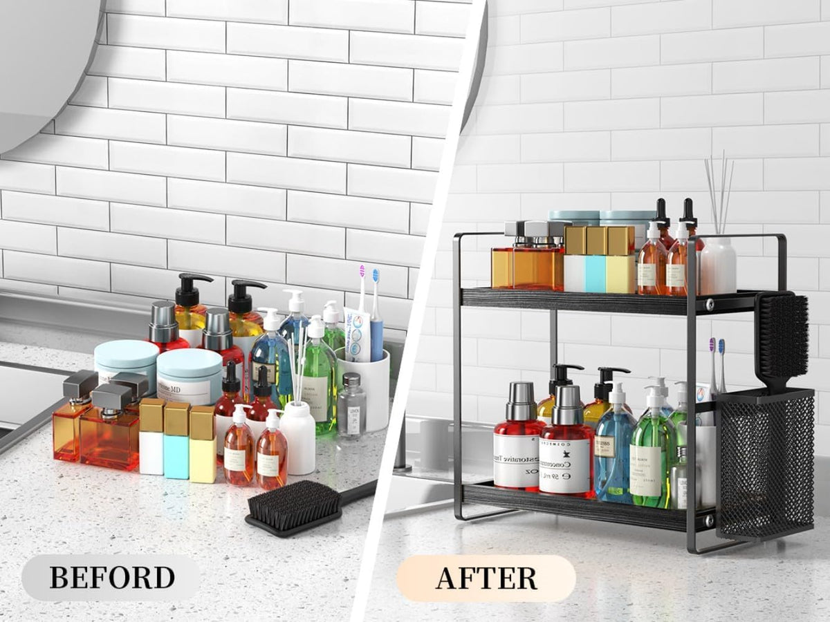 LEMIKKLE dresser countertop organizer fits compact desks and vanities.