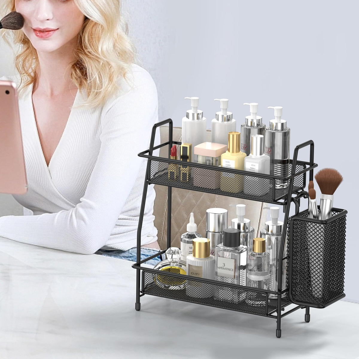 LEMIKKLE space-saving rack frees counter space for essentials.