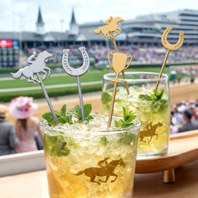 LemonRoad Derby stirrers close-up showing horseshoe design for festive gatherings.
