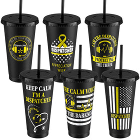 LemonRoad dispatcher tumbler six-pack with black lid and gold accents for gifting.
