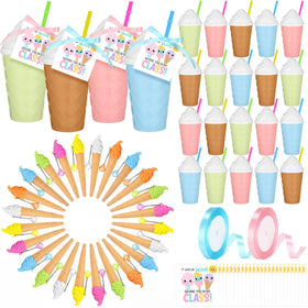 LemonRoad end-of-year gift set cups with lids and straws for mess-free parties