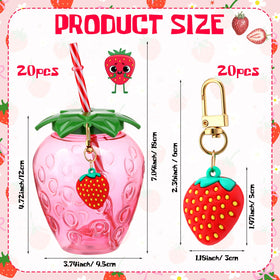 LemonRoad strawberry cups with decorative pendants add festive party vibes.