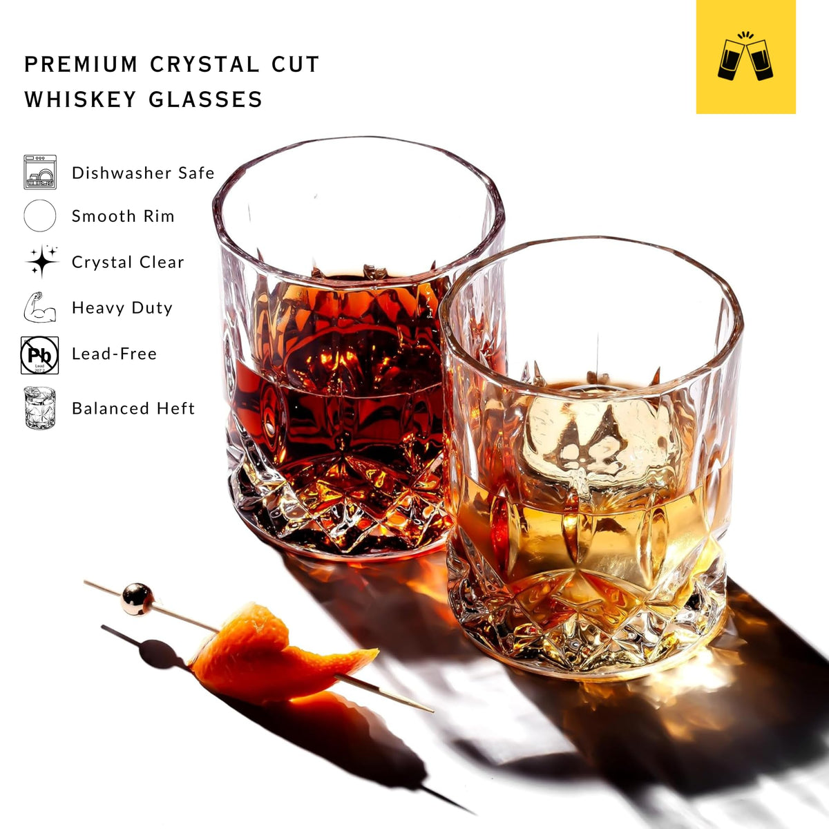 LEMONSODA rocks glass close-up shows intricate cuts and everyday durability.