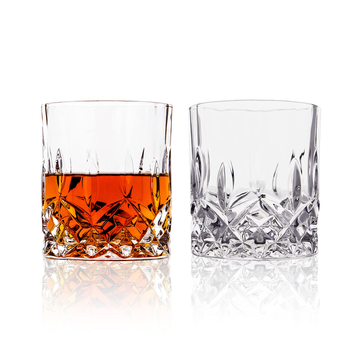 LEMONSODA crystal-cut old fashioned glass side view for bourbon enjoyment.
