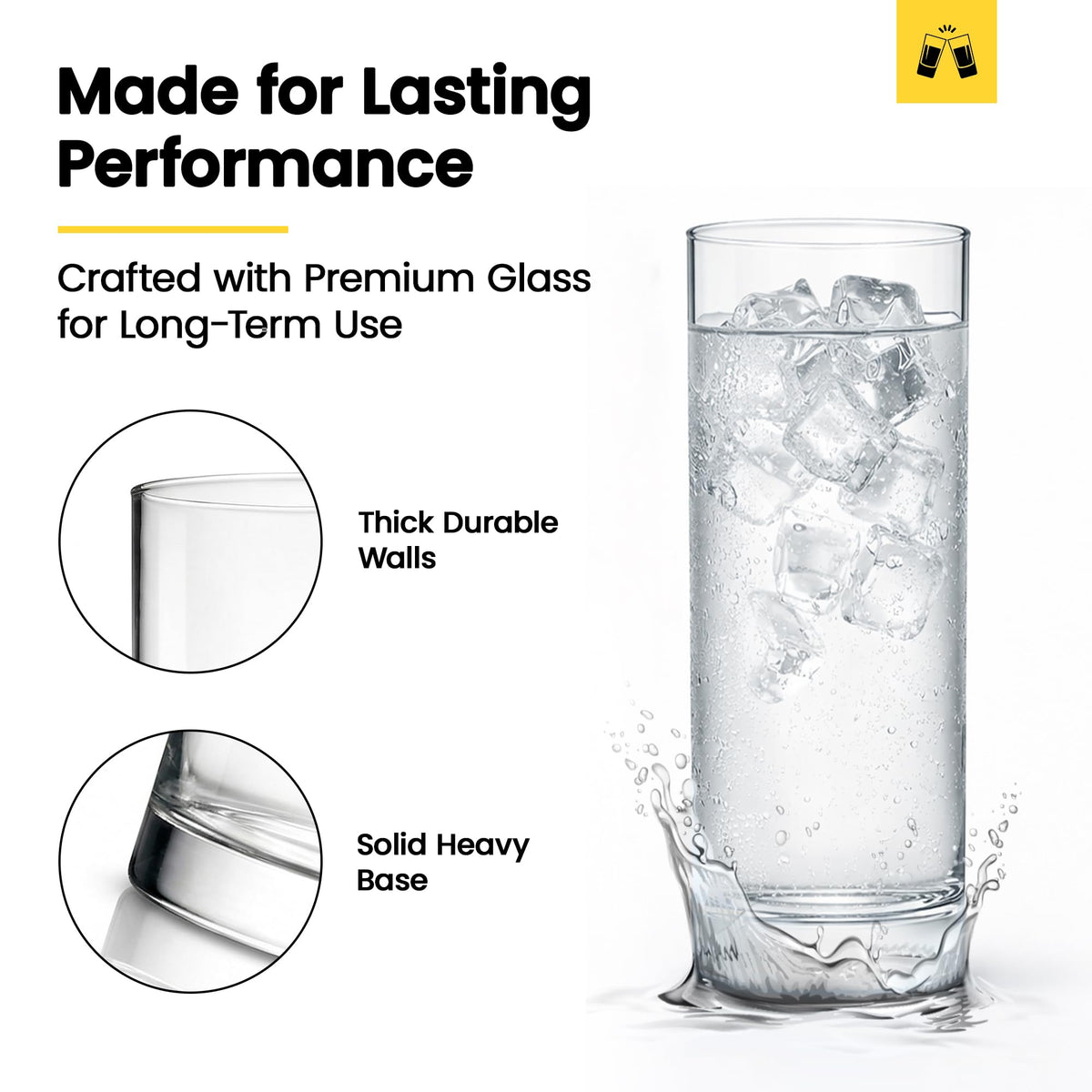 LEMONSODA modern sleek highball glass for stylish barware.