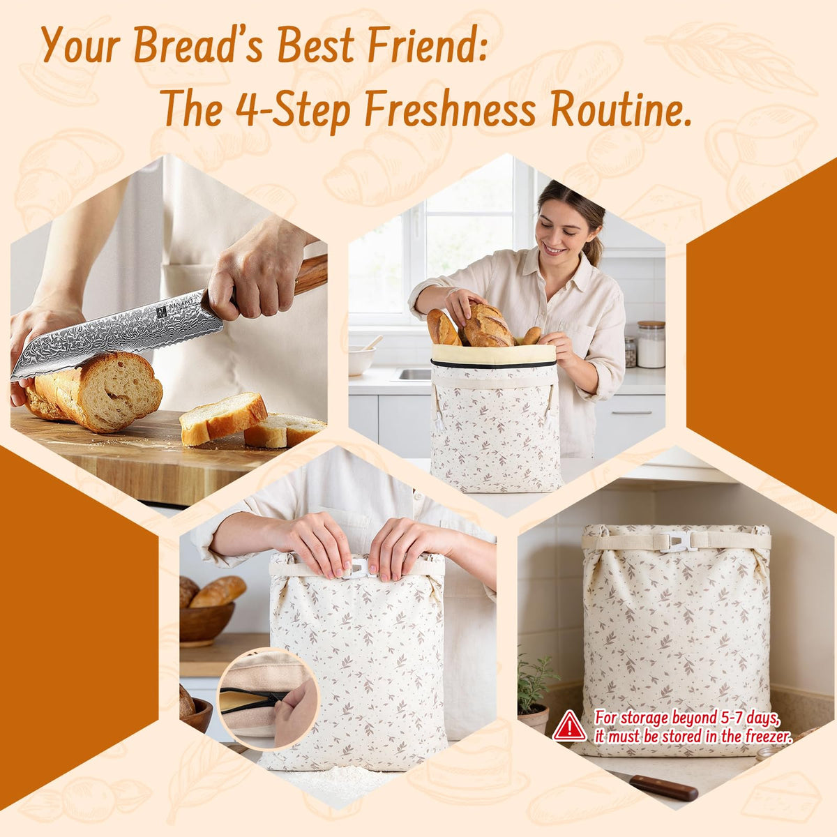 Lemoobolsa beeswax bread bag stores bagels and muffins neatly