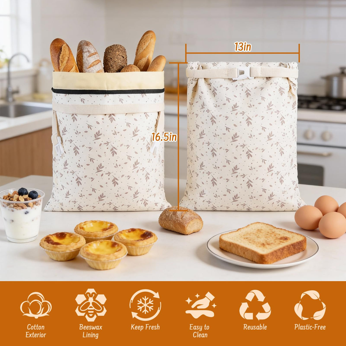 Lemoobolsa beeswax bread bag lining texture demonstrates breathable moisture control