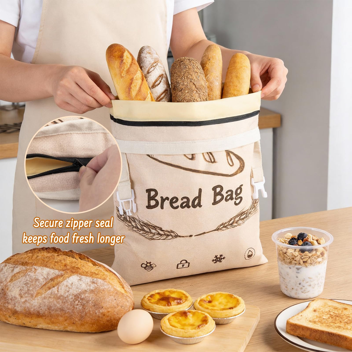Lemoobolsa sourdough bread bags fit standard loaves for reusable storage.
