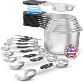 Lenceo magnetic measuring set neatly stacked for space-saving storage.