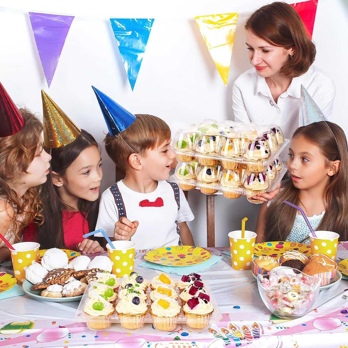 Lendex cupcake carrier with tall dome lid highlighting space for icing
